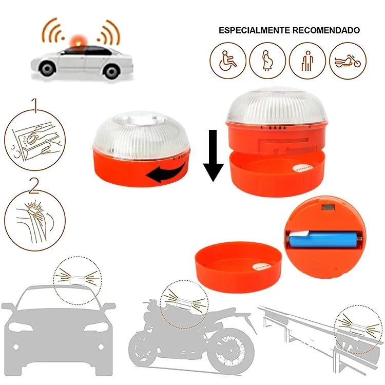 

2024Новый многофункциональный V16 вспышка предупреждающий свет аварийный свет желтый красный синий свет предупреждение о дорожном движении снизу сильный магнетизм Battery not included