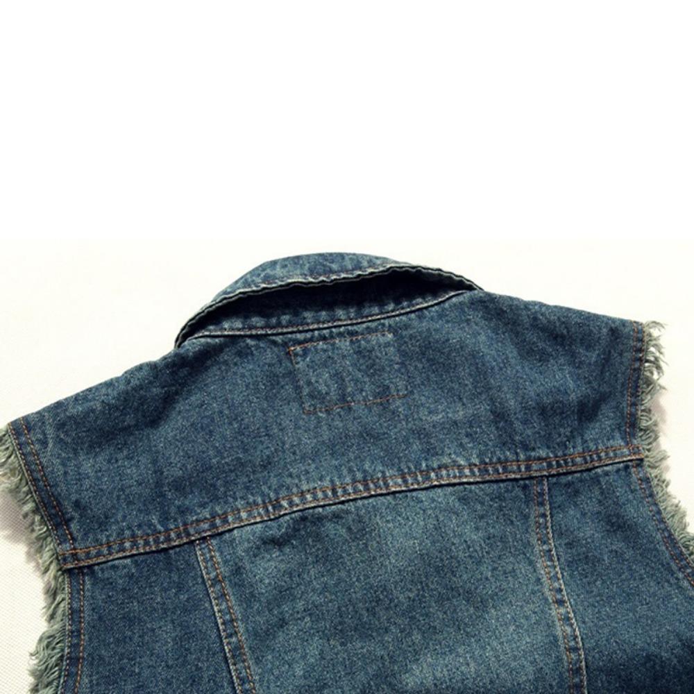New Spring Autumn Vintage Design Men's Denim Vest Male Black Sleeveless Jackets Men Hole Jeans Waistcoat 6XL