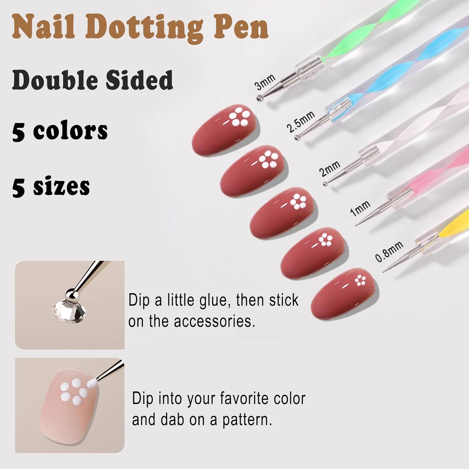 

Инструменты для нейл-арта, 15 шт. кистей для нейл-арта, 5 шт. дотсов для ногтей, кисти для ногтей для домашнего нейл-арта, DIY и дизайна ногтей для нейл-техников