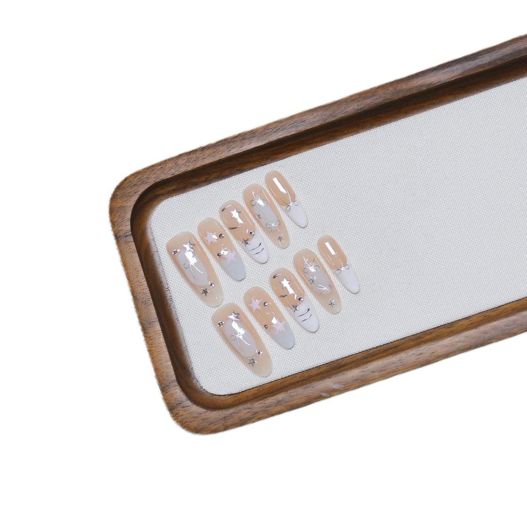 Chic Handmade Reusable Long French Nails - High-End Detachable Nail Art Stickers