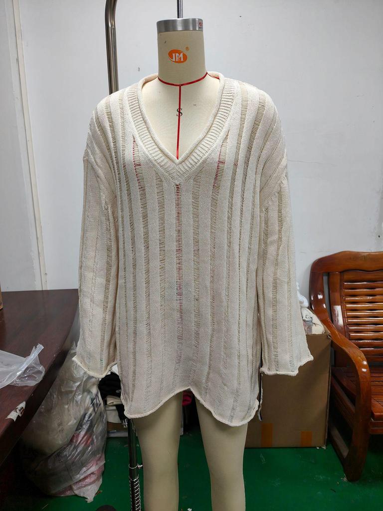 Damen Baumwolle & Leinen Freizeitpullover - Europäisch & Amerikanisch Herbst/Winter Lockerer Mode-Top