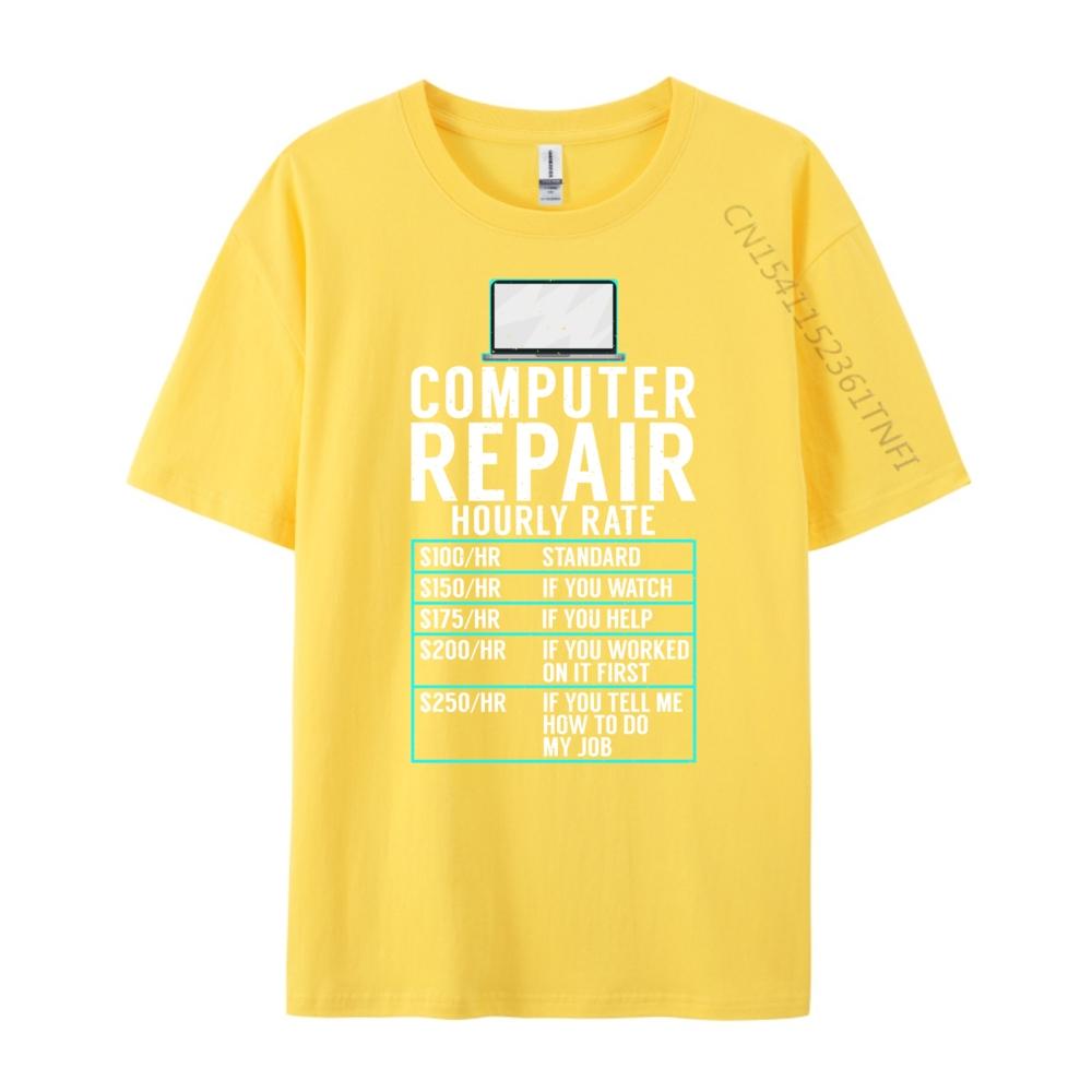 Computer Repair Hourly Rate Computer Technician Funny Shirts Adult T Shirt Mens Gifts Print Camisetas De Hombre