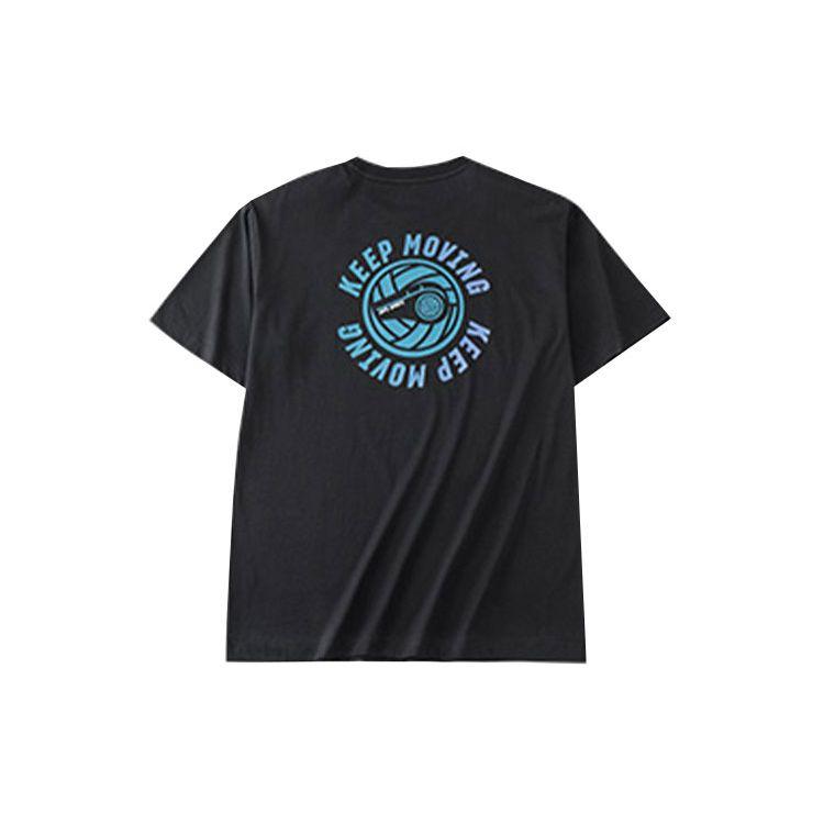 Anta Letter Pattern Printed Casual Sports Round Neck T-Shirt Unisex Tops Black 952228144-3