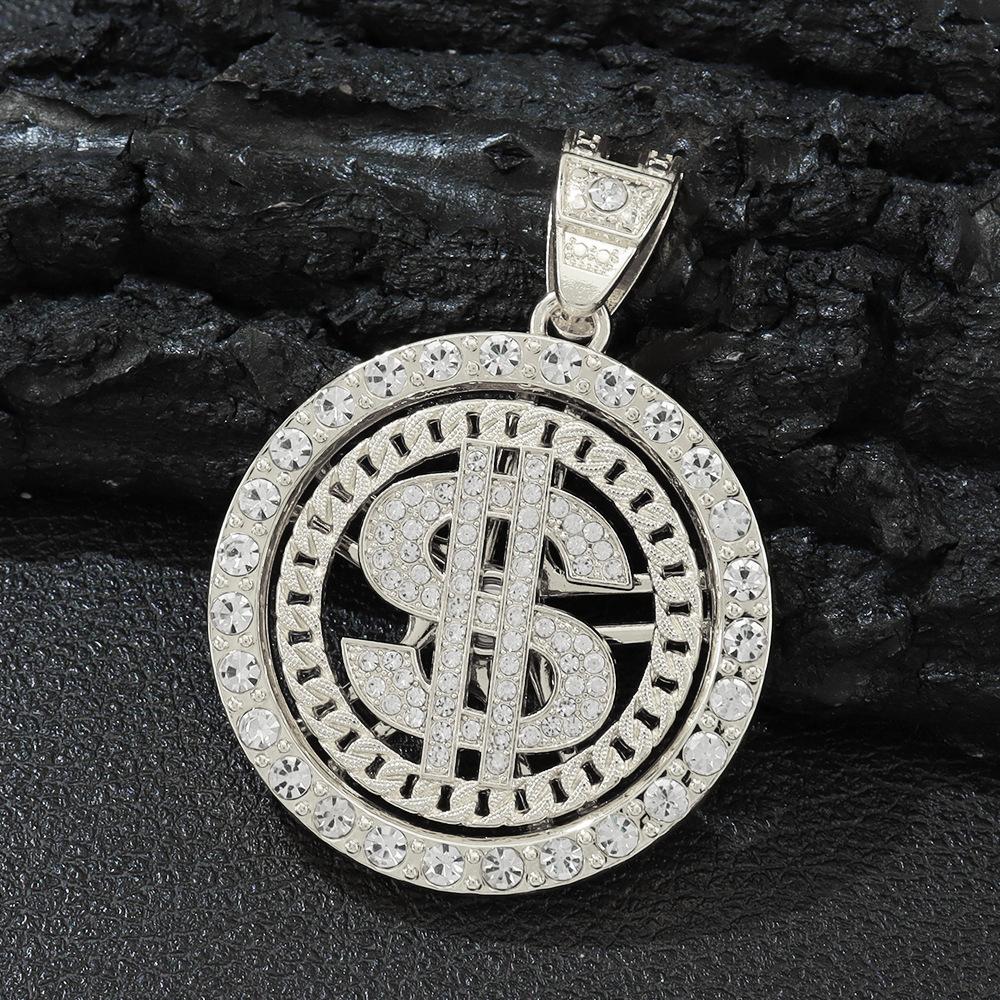 Pánský Hip Hop Velký Otočný Znamení Amerického Dolaru Přívěsek Náhrdelník 13mm Ledově Vychlazený Kubánský Řetízek Choker Náhrdelník Rap Rock Kouzlo Šperky