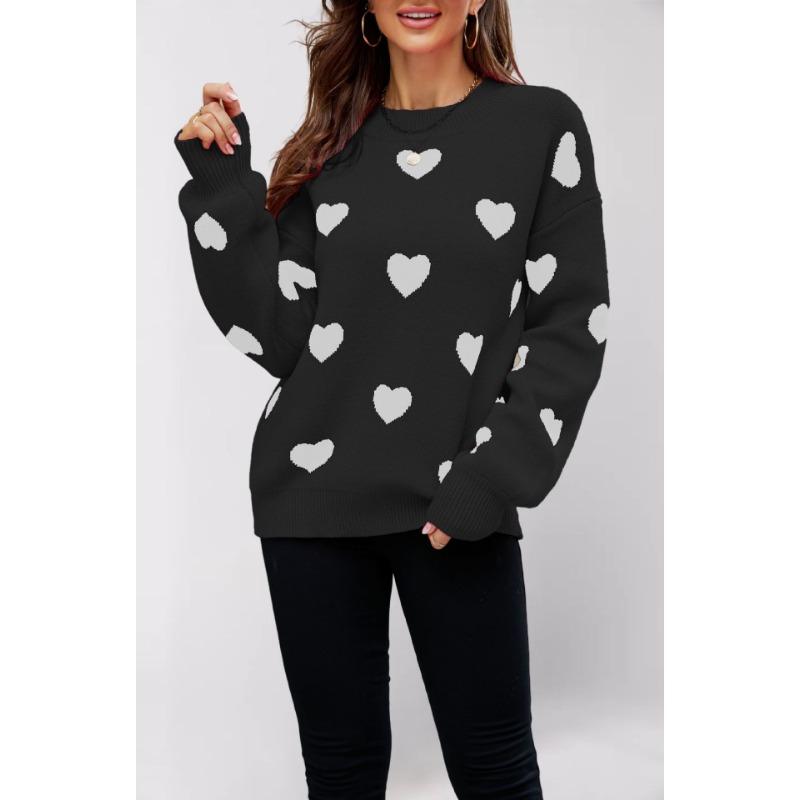 Winter new Valentine's Day love pullover women's knitted sweater women's large size loose sweater women