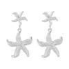 Summer Beach Vacation Style Starfish Earrings European American Minority Vintage High Grade Alloy Ear Jewelry For Women Fashion