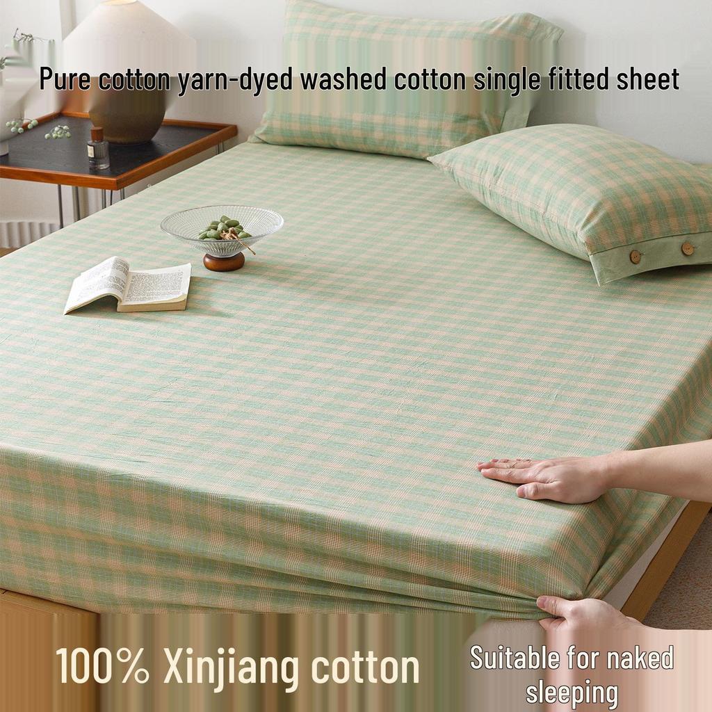 Cotton Fitted Sheet: Soft, Skin-Friendly, Moisture-Absorbing, Sweat-Wicking, Machine Washable Mattress Protector