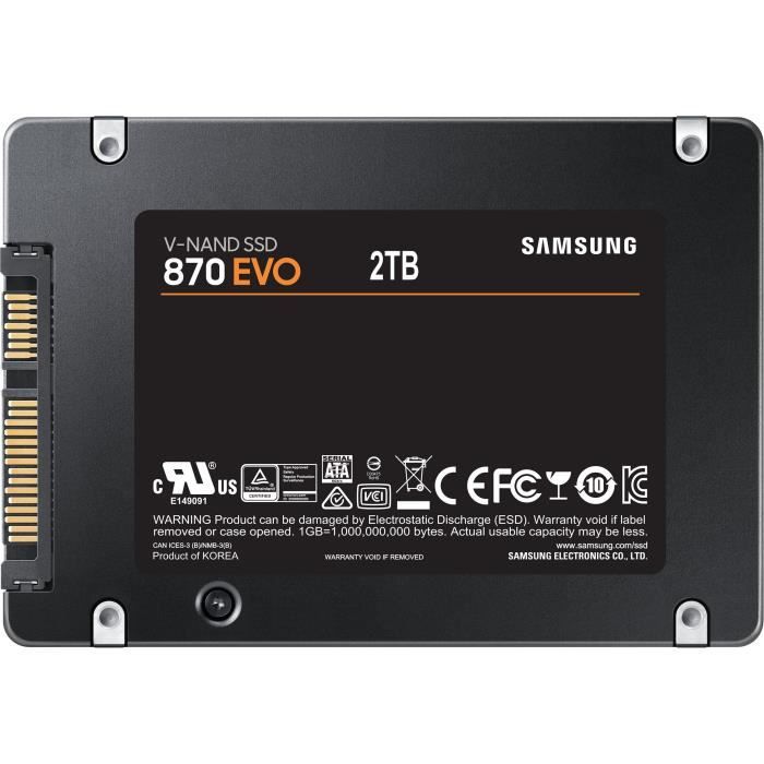 Samsung ssd interne 870 evo 2 to mz-77e2t0b/eu