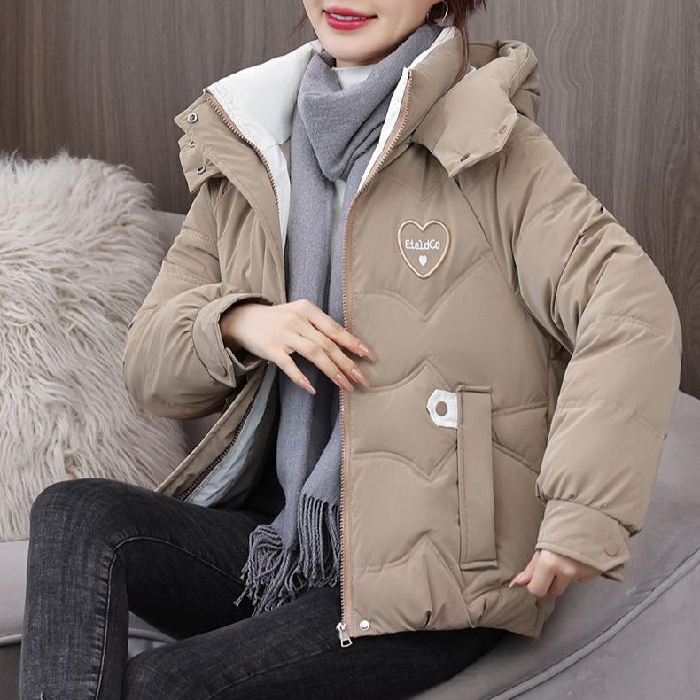 Winter Thickened Short Bread Coat Women's Hooded  Jacket with Cotton Padding Outwear