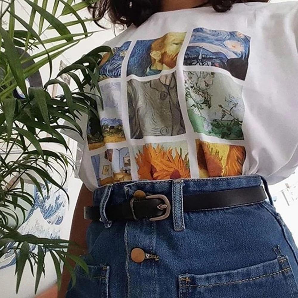 

Van Gogh Painting Vintage Fashion Aesthetic White T-Shirt 90s Cute Art Tee Hipster Grunge Top S