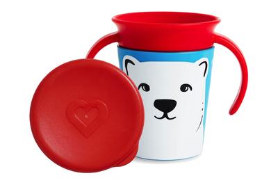 Munchkin Zázračný hrnek s rukojetí Divoká láska Polární medvěd Dětský hrnek na pití s ​​víčkem, nerozlévá se FDMU32242P