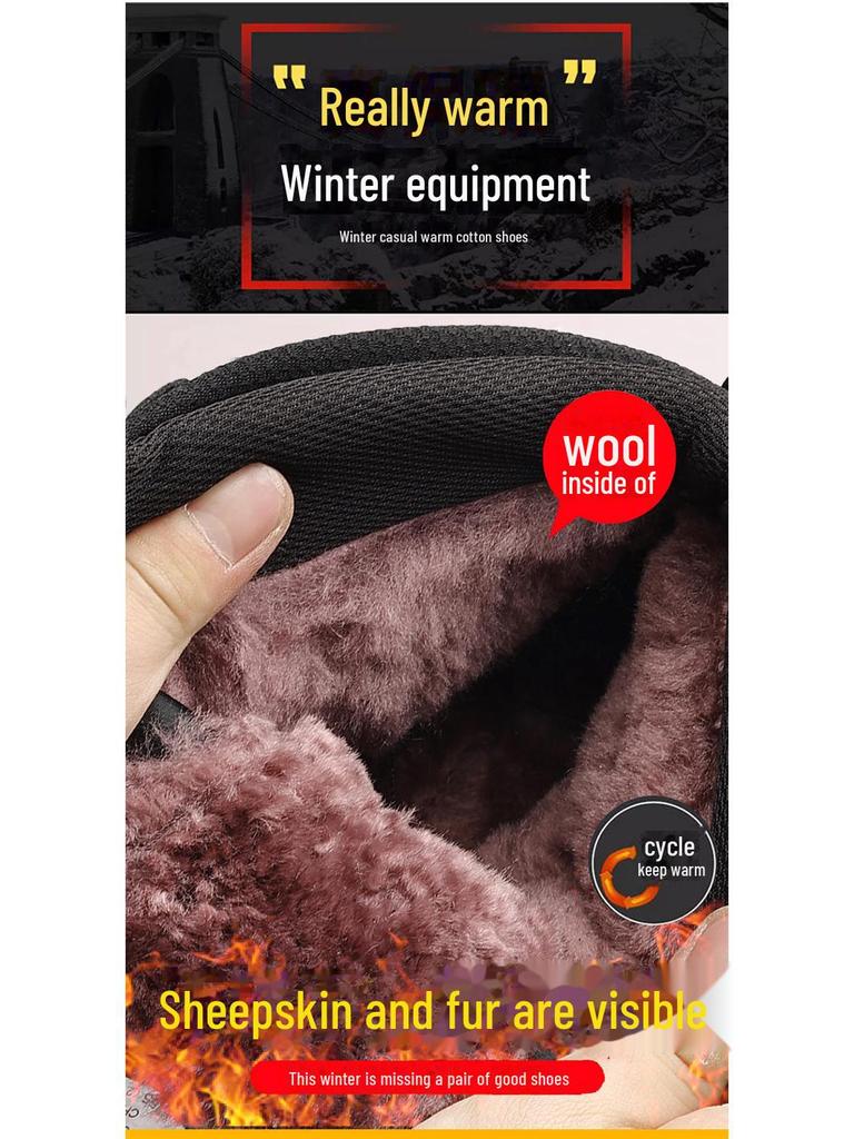 Northeast Men's High Top Fur-Lined Leather Snow Boots, Non-Slip and Warm for Outdoor Use