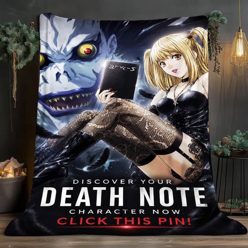 Death Note Anime Flannel Throw Blanket, Soft Blanket for Sofa Bed, Misa Amane Ryuk Print Home Decoration Fan Gift