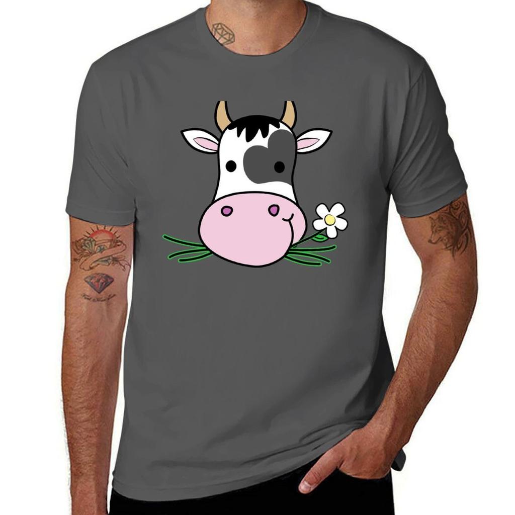 Cute Happy Cow Mint Green Tshirt Casual Lightweight Short Sleeve Top