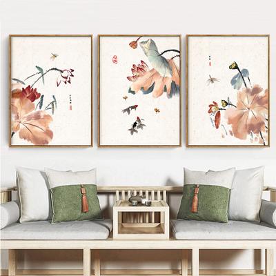 Traditional Chinese Lotus Wall Art Canvas Painting Plant Posters and Prints Wall Picture For Living Room Bedroom Home Decoration