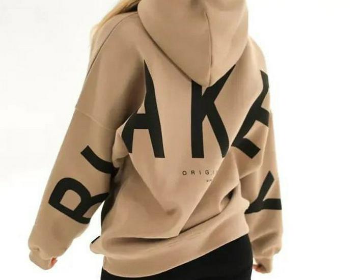 Damen Hoodie mit großem Buchstabenaufdruck aus Fleece - Locker geschnittenes Sweatshirt für Frühling & Herbst