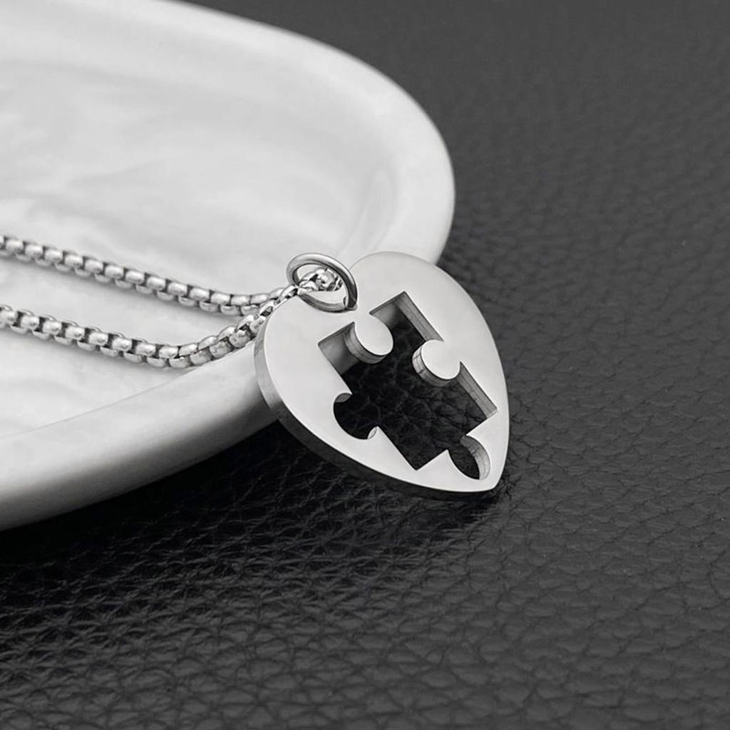 Matching Heart Puzzle Pendant Necklaces Heart Puzzle Pendant Necklaces for Couples Unique Collarbone Chain Accessory