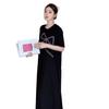 2026 Korean High-end Printed T-shirt Skirt Women's Summer Plus Long Over-knee Loose and Thin Lazy Dress Long Dress