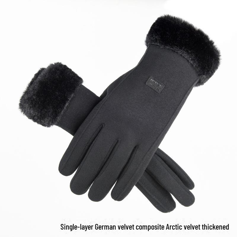 Women's Winter Warm Cycling Gloves - Plush, Thick, Windproof, Touchscreen-Compatible