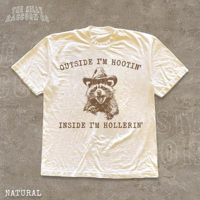 Funny Raccoon Cowboy T-shirt for Men Women Western Heavyweight Cotton Tee