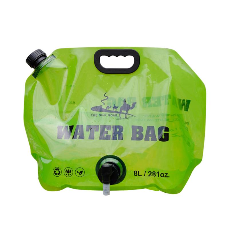 

8L Camping Water Bag With Faucet Portable Water Container Folding Water Storage Carrier Jug For Survival Or Emergency Supplies зелёный