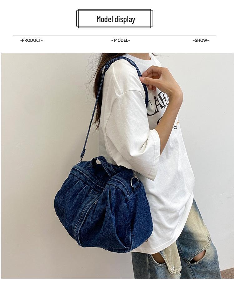 2025 Fashion Washed Denim Versatile Backpack: Crossbody and Casual Schoolbag for College Students