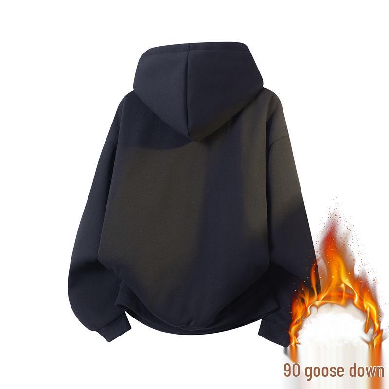 Winter Plus Size Men's Goose Down Hooded Jacket - Casual, Loose, Versatile
