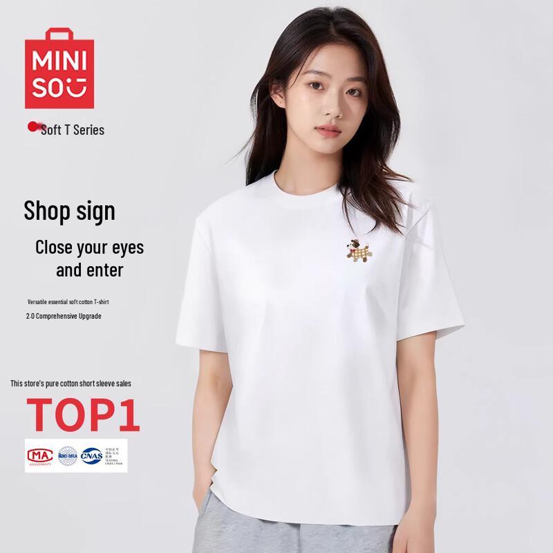 MINISO 2026 Summer Women s Loose Cotton Short-Sleeve T-Shirt XL
