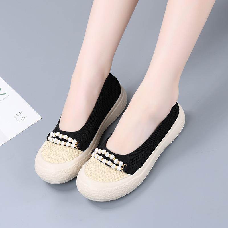 

Повседневные дышащие туфли-лодочки с неглубоким вырезом, на мягкой подошве, противоскользящей плоской подошве, одинарные туфли, лето, новые, тканевые туфли старого Пекина, женские 40