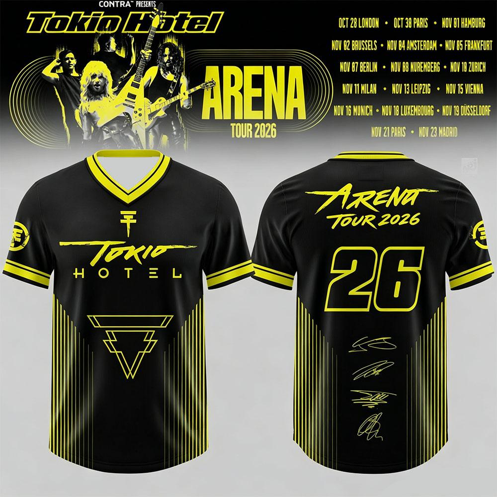 Tokio Hotel Arena Tour 2026 Tricou Grafic Fotbal Unisex Mânecă Scurtă Tricou Fotbal Decolteu în V Casual Streetwear Tricou cu Imprimeu Complet