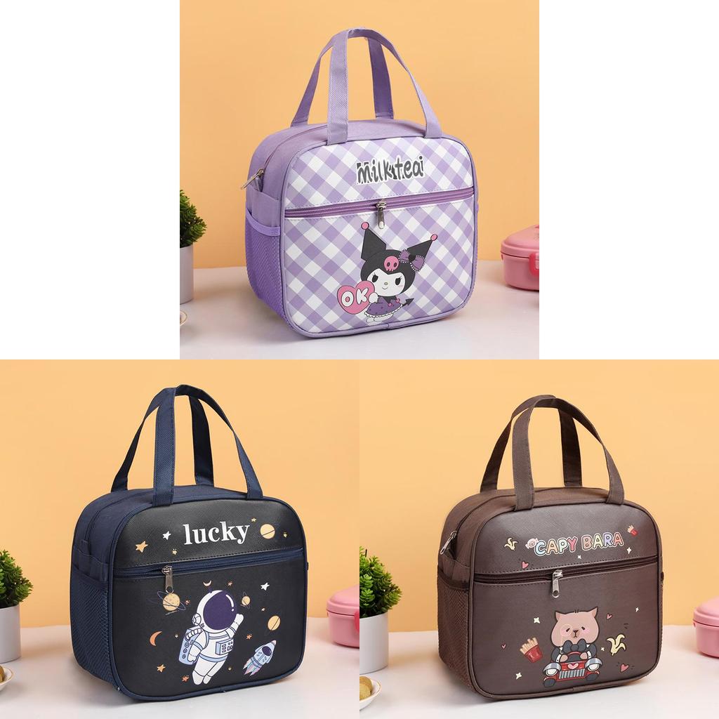 Kids Lunch Bag With Cartoon Design And Oxford Fabric For School And Travel