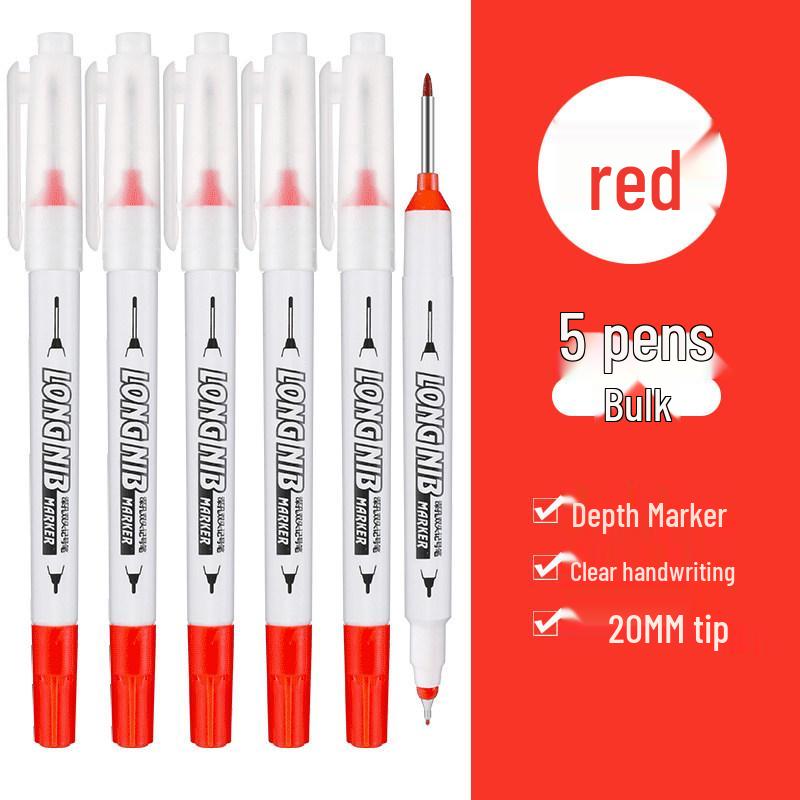 Long Tip Oil-Based Quick-Drying Marker Pen for Woodworking and Construction Deep Hole Marking