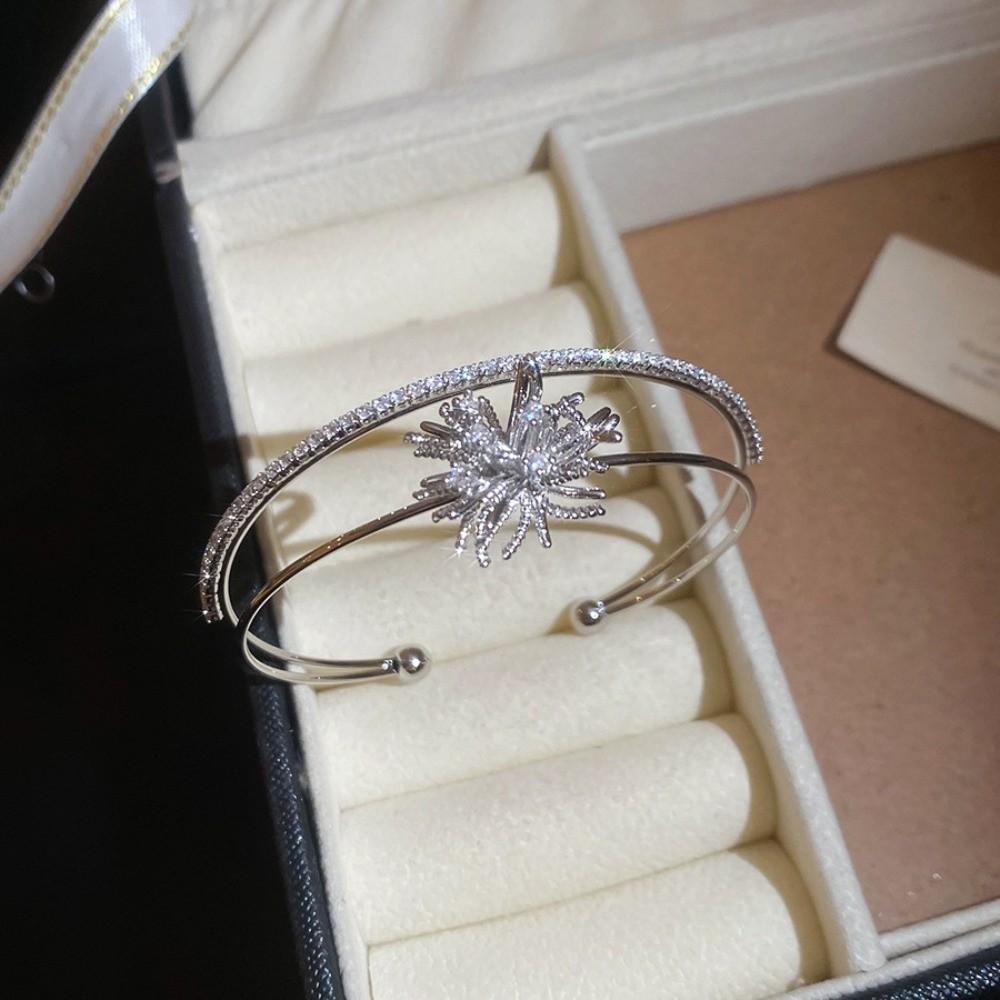 Arm Cuff Flower Cuff Bangles Zircon Exaggerated Bracelet  Party Dress Decoration