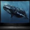 Whimsical Whale Deep Sea Tapestry, Polyester Satin Wall Hanging For Bedroom Living Room Office Decor