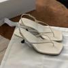 Retro Square Toe Clip Toe Sandals Kitten Heel Back Strap Brown Solid Concise French Style Sexy Fashion Women Shoes Summer Casual
