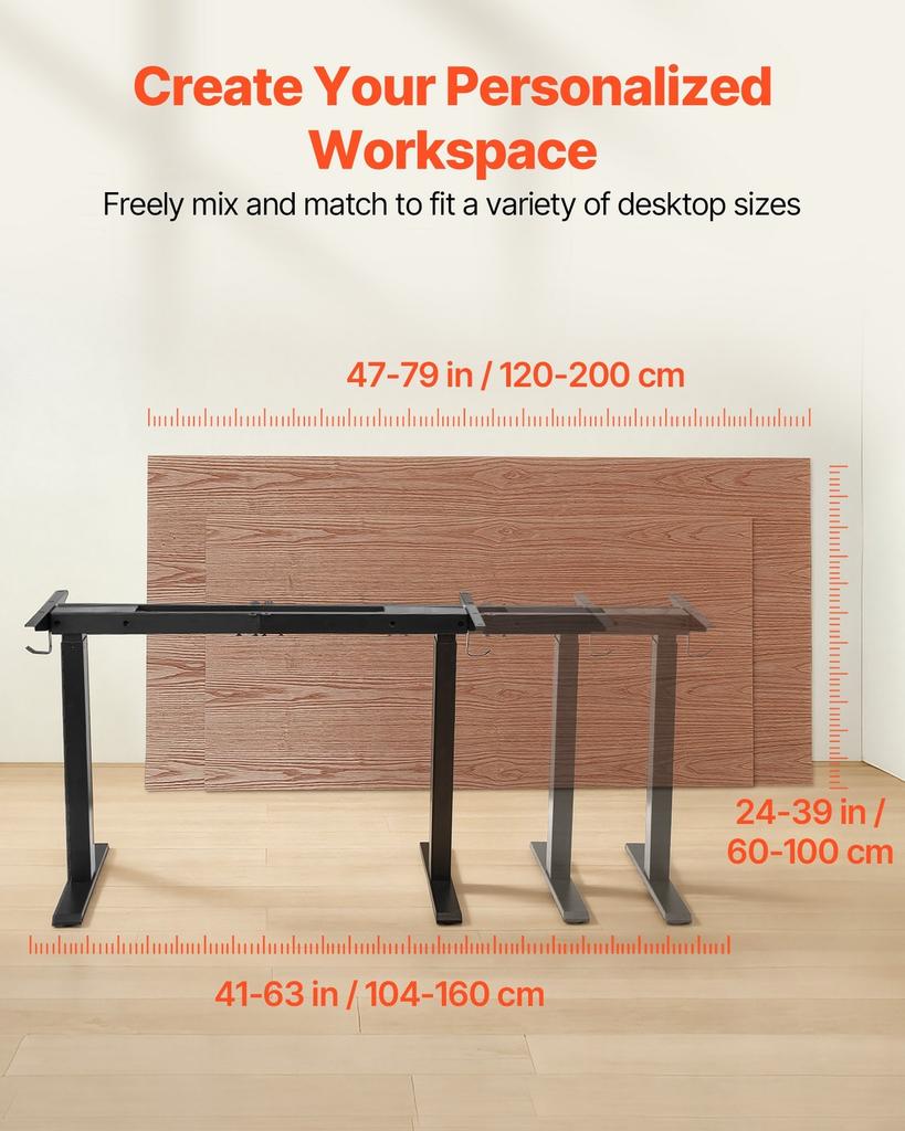 Standing Desk Frame Dual Motor, Electric Adjustable 104-160 Cm Extension Length, 4 Memory Height Settings, Stand Up Table Legs, Sit To Stand Desk Leg