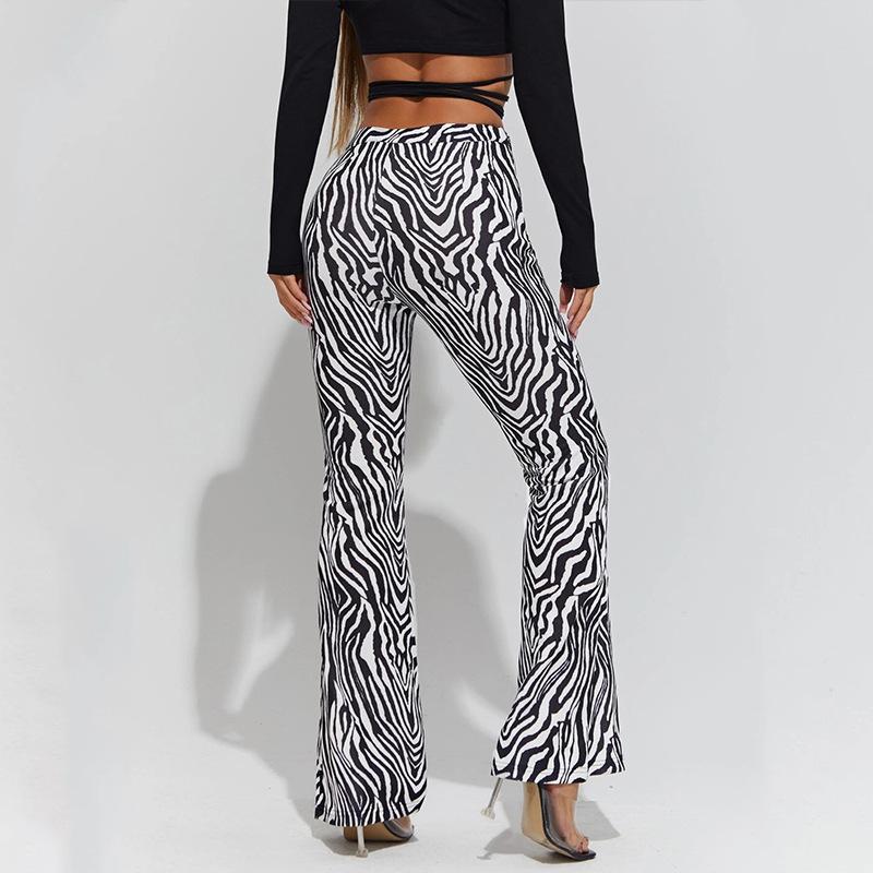 Dámské kalhoty s potiskem zebry, široké nohavice, kalhoty Y2K, sexy, s vysokým pasem, módní, ležérní, dámské kalhoty, streetwear