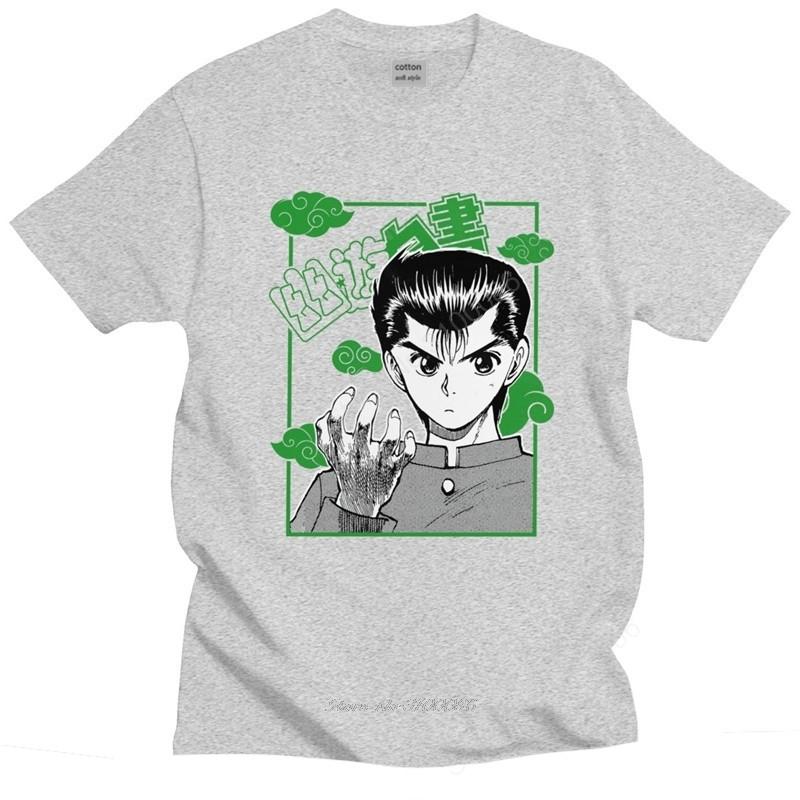 Mode Unisex T-Shirt Yu Yu Hakusho Kurzarm Re Baumwolle T-Shirt Rundhals Druck Yusuke Urameshi T-Shirt