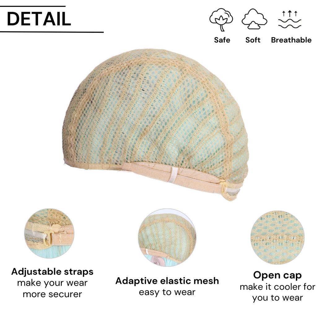 Leinen Gelb Luft Liu Haibo Welle Kopf Chemiefaser Synthetische Perücke | Mode Heiß Atmungsaktives Innennetz hohe Qualität Kopfbedeckung