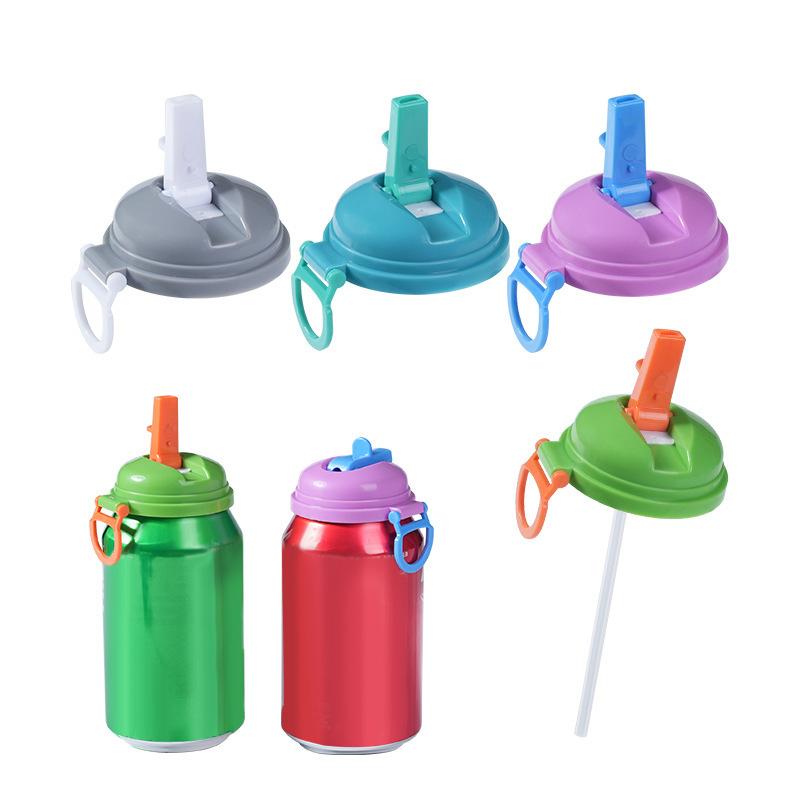 Soda Can Cover With Straw Creative Sealed Plastic Straw Beverage Can Cover Cup Suitable For Canned Beverage Reusable Tank Cover