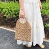 New Wooden Handle Rattan Handle Solid Color Hollow Handmade Cotton Rope Woven Bag Seaside Vacation Handbag Straw Bag
