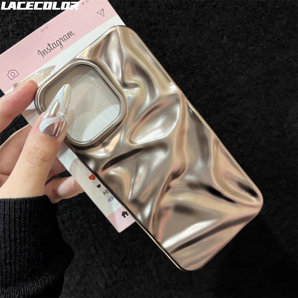 3D Electroplated Wrinkle Matte Case For iPhone 17 Air 16 15 14 Plus 13 12 11 Pro Max Aesthetic Wave Ruffle Soft Silicone Cover