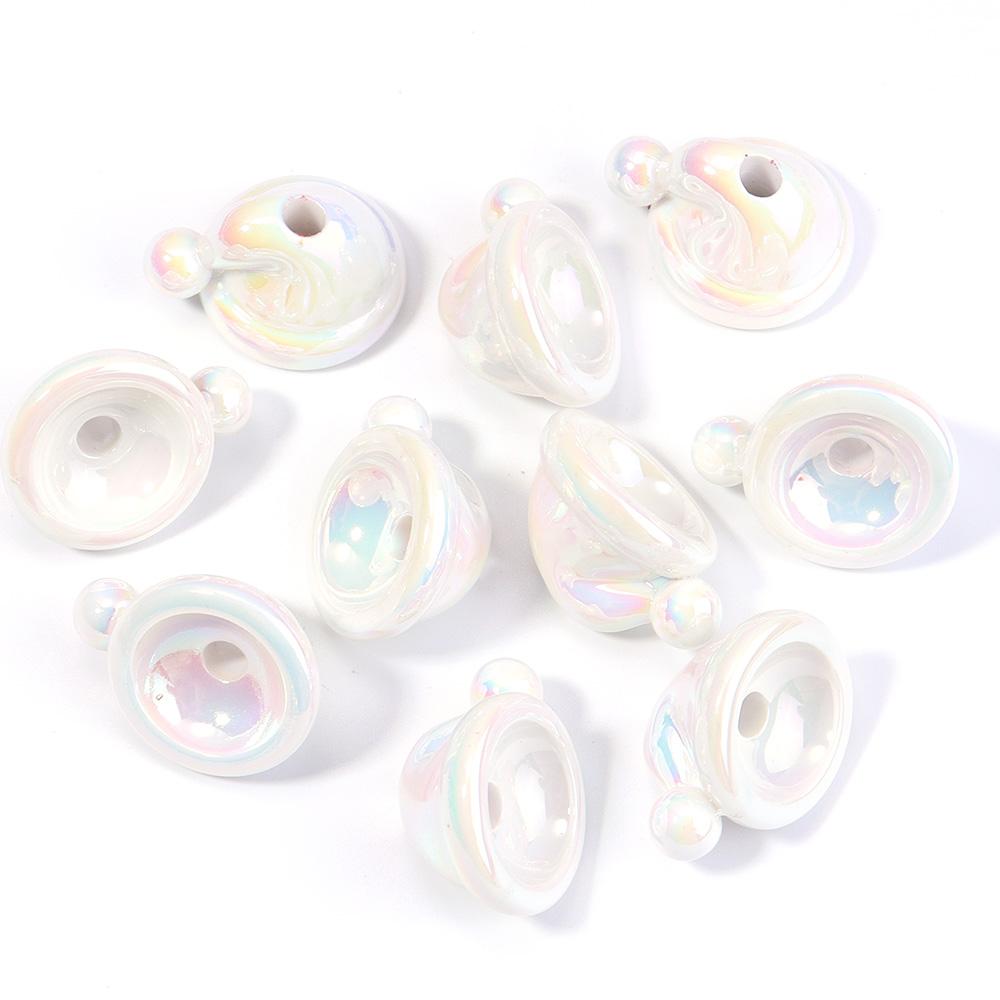 10pcs Christmas Hat Acrylic Beads Plated Color Loose Bead For DIY Jewelry Making Bracelet Necklace Keychain Christmas Decoration