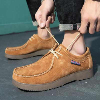 Mens Casual Shoes Suede Leather Work Shoe Male Lace-up Flats Tooling Footwear Platform Outdoor Shoes Antiskid Walking Men Shoes
