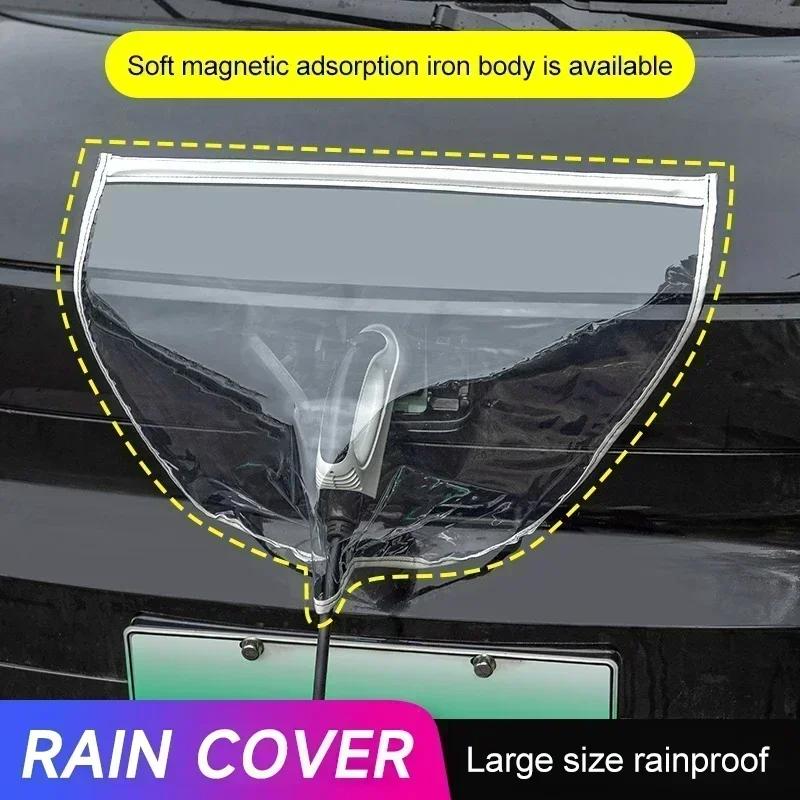Electric Car Waterproof Charging Port Cover Shell Double-Sided Transparent Rain Snow Magnetic with Suction Cups for Any EV Body