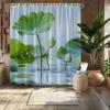 Enhance Your Bathroom with a Waterproof Shower Curtain Featuring Serene Lotus Leaves and Buds for Tranquil Vibes