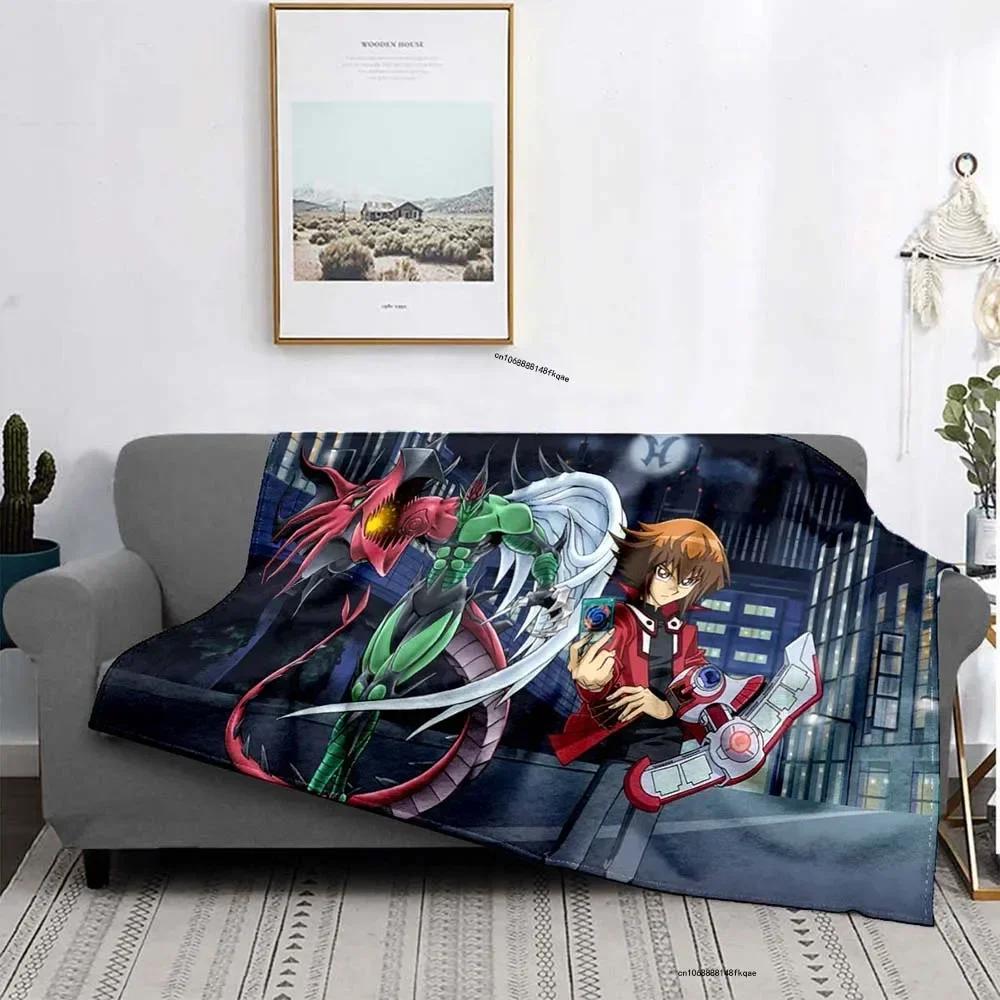 Anime Yu Gi Oh Card Yugioh Throw Blanket Blue Eyes White Dragon Anime Cartoon Soft Plush Blanket Bedroom Bedspread Home Decor