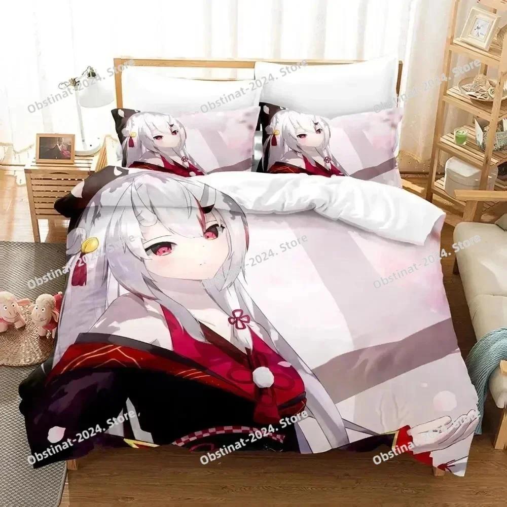 Set Biancheria da Letto Anime Nakiri Ayame Stampa 3D Copripiumino Set Letto Coperta Federa Piumone king Queen Size Ragazzi Adulto