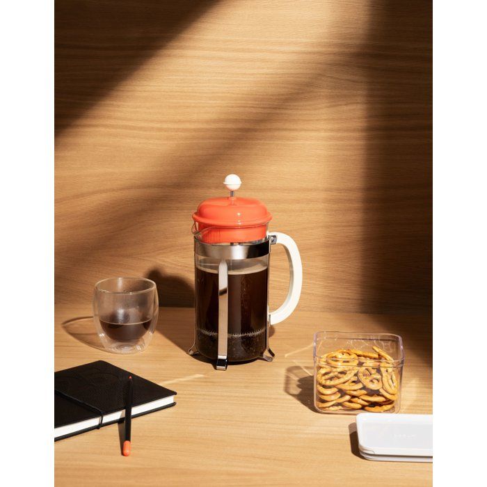 Cafetiere a piston avec verseuse - BODUM - Caffettiera - En verre - 8 tasses - 1 L - Orange