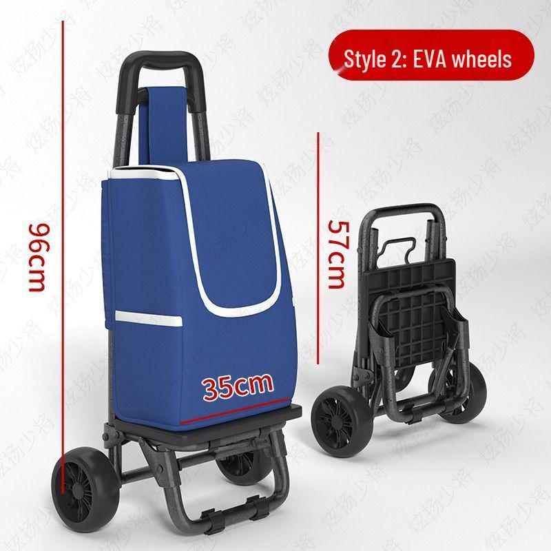 Lightweight Folding Shopping Cart: Portable Trolley for Groceries, Vegetables, and Household Items; Ideal for Elderly Use.